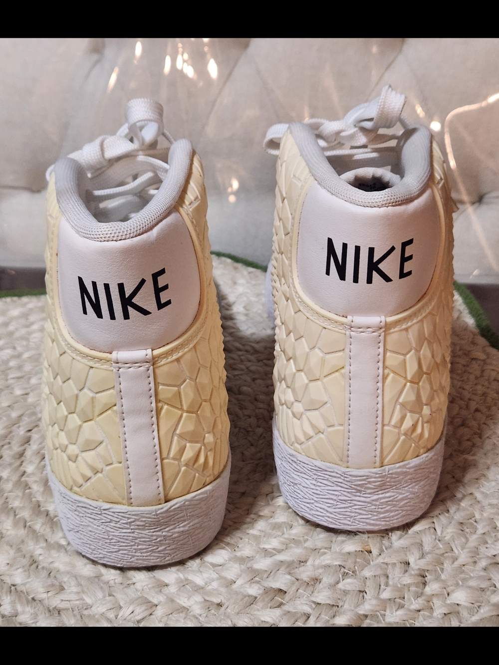 Nike Cream Textured High-Top Sneakers with White Accents.. Sz 5.5 - Picture 5 of 6